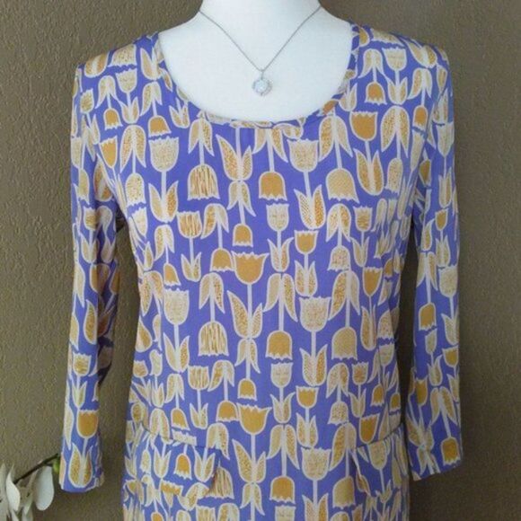 Maeve Blue and Yellow Patterned Dress - Picture 4 of 8